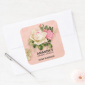 ピンクと白のローズブーケキャンドルまたは石鹸 スクエアシール (封筒)
