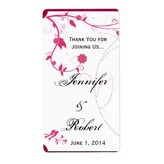 ピンクと白のワインラベルに登場する愛鳥 ラベル (正面)