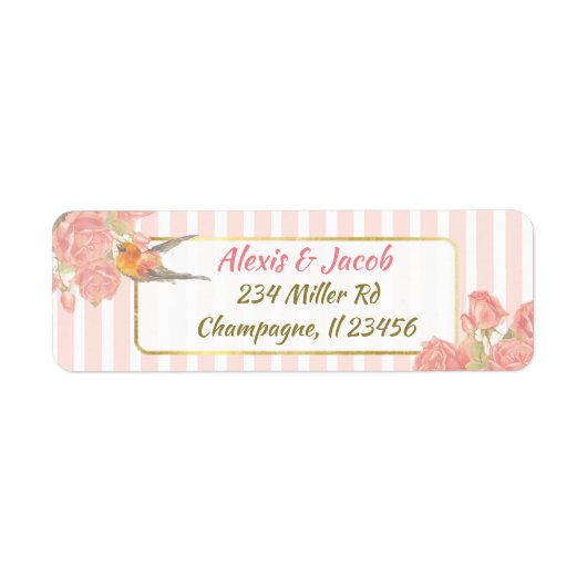 =ピンクと白のヴィンテージの戻り値ラベル ラベル (正面)