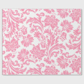 ピンクと白のヴィンテージフローラマスク ラッピングペーパー (フラット)