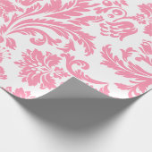 ピンクと白のヴィンテージフローラマスク ラッピングペーパー (角)
