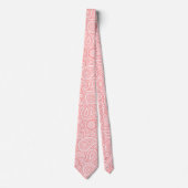ピンクと白のヴィンテージペイズリーパターン ネクタイ (正面)