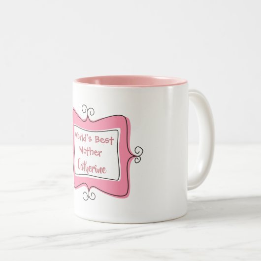 ピンクと白の世界の最高の母母 ツートーンマグカップ (正面右)