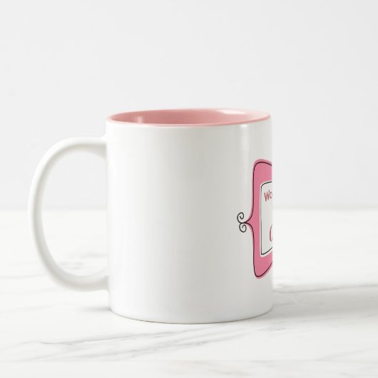 ピンクと白の世界の最高の母母 ツートーンマグカップ (左)