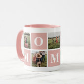 ピンクと白の写真コラージモンマイマグ マグカップ (正面左)