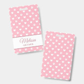 ピンクと白の動物の前版画とハートモノグラム バッジ (正面＆裏面)