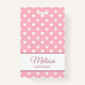 ピンクと白の動物の前版画とハートモノグラム バッジ (正面)