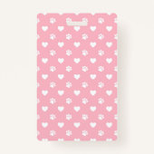 ピンクと白の動物の前版画とハートモノグラム バッジ (裏面)