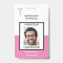 ピンクと白の医療施設の写真名