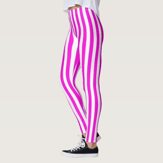 ピンクと白の半ストライプ度レギンス レギンス (左)