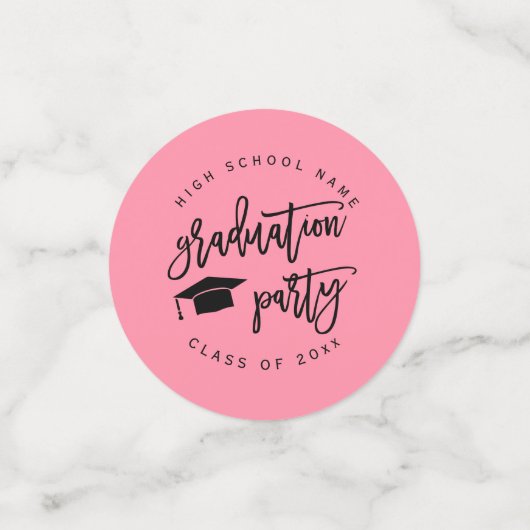 ピンクと白の卒業式パーティークラスのカクテル コンフェッティ (スモール正面)