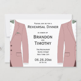 ピンクと白の同性婚リハーサル招待状 招待状