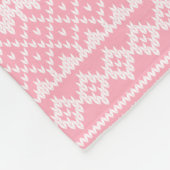 ピンクと白の名前のクパーソナライズされたリスマスセーター フリースブランケット (角)