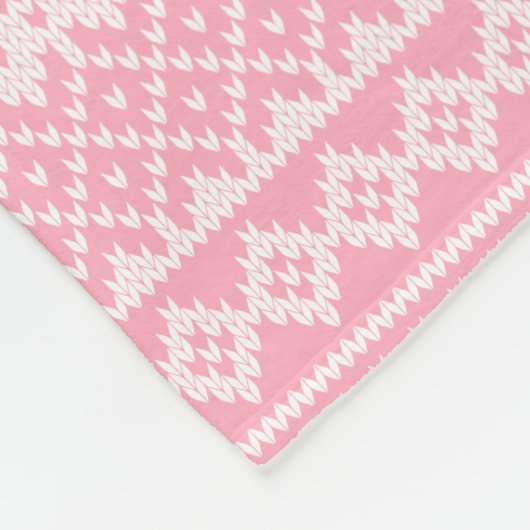 ピンクと白の名前のクパーソナライズされたリスマスセーター フリースブランケット (角)