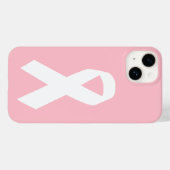 ピンクと白の啓発リボン Case-Mate iPhoneケース (裏面 (横))