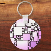 ピンクと白の四角い踊りキーリング キーホルダー (正面)