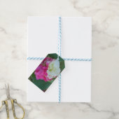 ピンクと白の変わりやすいハイビスカス開花 ギフトタグ (より糸付き)