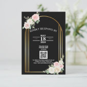ピンクと白の夕焼けのようなバラの花が咲く結婚式 出欠カード (スタンド正面)