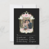 ピンクと白の夕焼けのようなバラの花が咲く結婚式 出欠カード (裏面)