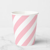 ピンクと白の大きいサイズの対角線のストライプ 紙コップ (左)