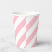 ピンクと白の大きいサイズの対角線のストライプ 紙コップ (右)