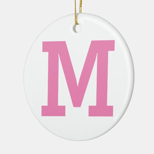 ピンクと白の大イニシャル文字の無地の色 セラミックオーナメント (左)