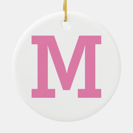 ピンクと白の大イニシャル文字の無地の色 セラミックオーナメント (裏面)