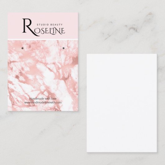 ピンクと白の大理石の宝石飾り 名刺 (正面/裏面)