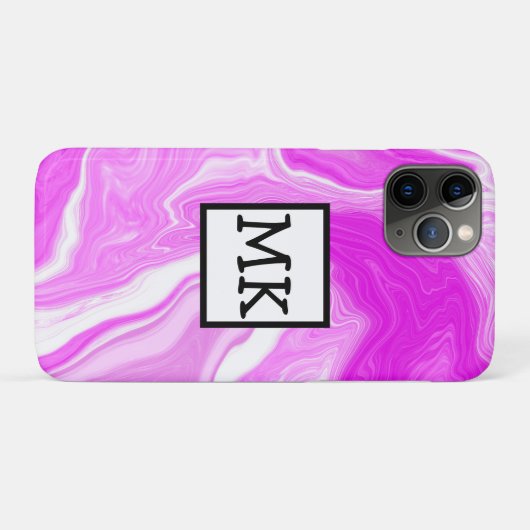 ピンクと白の大理石の渦巻パーソナライズされたき Case-Mate iPhoneケース (裏面(横))