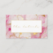 ピンクと白の大理石の詳細結婚ズ エンクロージャーカード (正面)