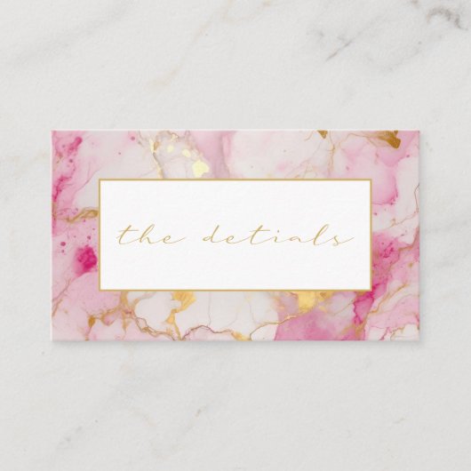 ピンクと白の大理石の詳細結婚ズ エンクロージャーカード (正面)