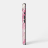 ピンクと白の大理石抽象芸術 iPhoneケース (左側面)