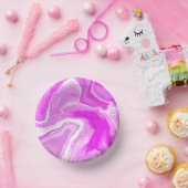 ピンクと白の大理石渦巻き ペーパーボウル (パーティー)