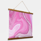 ピンクと白の大理石 吊り下げ型タペストリー (傾斜あり)
