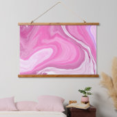 ピンクと白の大理石 吊り下げ型タペストリー (寝室)