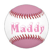 ピンクと白の女パーソナライズされた子野球 野球ボール (裏面)