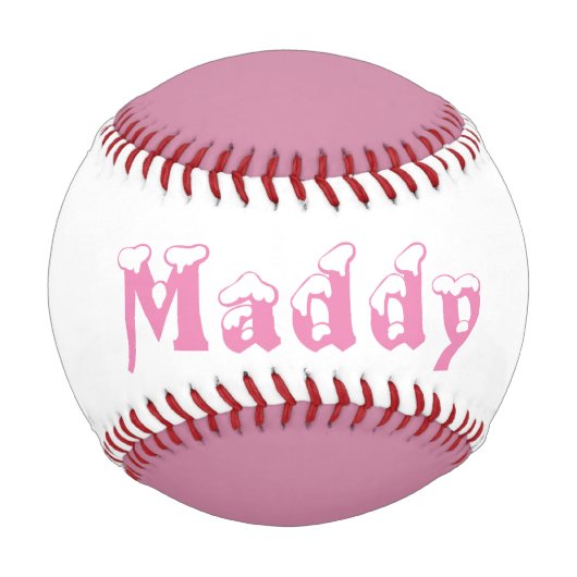 ピンクと白の女パーソナライズされた子野球 野球ボール (裏面)