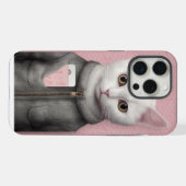 ピンクと白の子猫と電話付き iPhoneケース (裏面横)