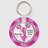 ピンクと白の安い応援ギフトまたはあなたの色 キーホルダー (正面)