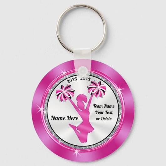 ピンクと白の安い応援ギフトまたはあなたの色 キーホルダー (正面)