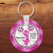 ピンクと白の安い応援ギフトまたはあなたの色 キーホルダー (正面)
