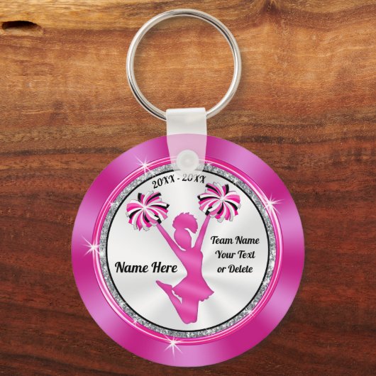 ピンクと白の安い応援ギフトまたはあなたの色 キーホルダー (正面)