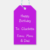 ピンクと白の対称印パーソナル ギフトタグ (裏面)