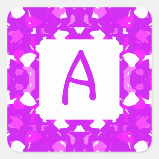 ピンクと白の対称印モノグラム スクエアシール (正面)