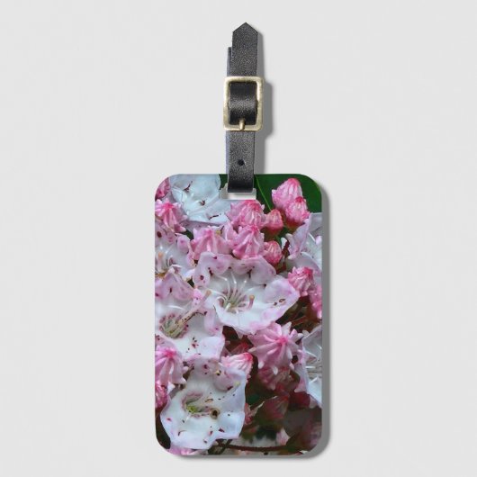 ピンクと白の山の月桂樹の花 ラゲッジタグ (正面縦)