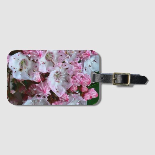 ピンクと白の山の月桂樹の花 ラゲッジタグ (正面横)