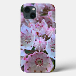 ピンクと白の山の月桂樹の花 iPhone 13ケース