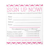 ピンクと白の山形の情連絡報型枠 ノートパッド (正面)