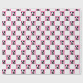 ピンクと白の市松模様にカスタム ラッピングペーパー (フラット)