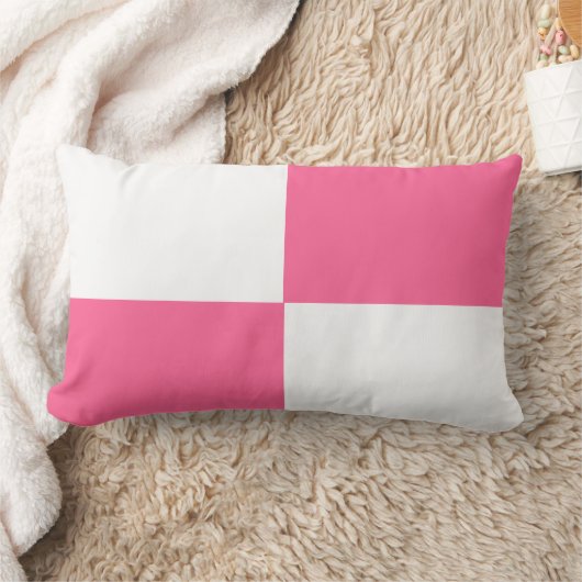 ピンクと白の市松模様に板模様 ランバークッション (ブランケット)